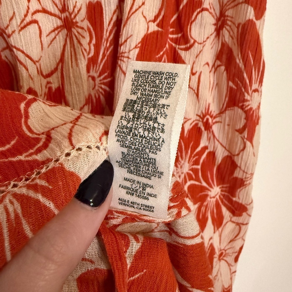 THE GREAT Cascade Dress in Burnt Red Hibiscus Flower - Picture 11 of 11